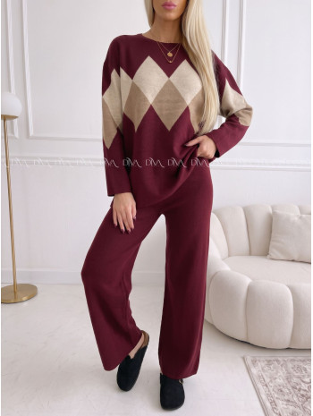 Úpletový komplet triangle burgundy AB 297