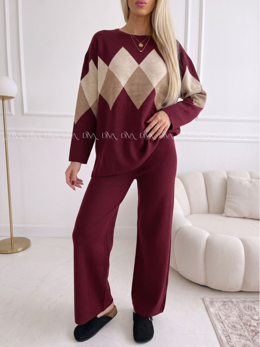 Úpletový komplet triangle burgundy AB 297 Úpletový komplet triangle burgundy AB 297