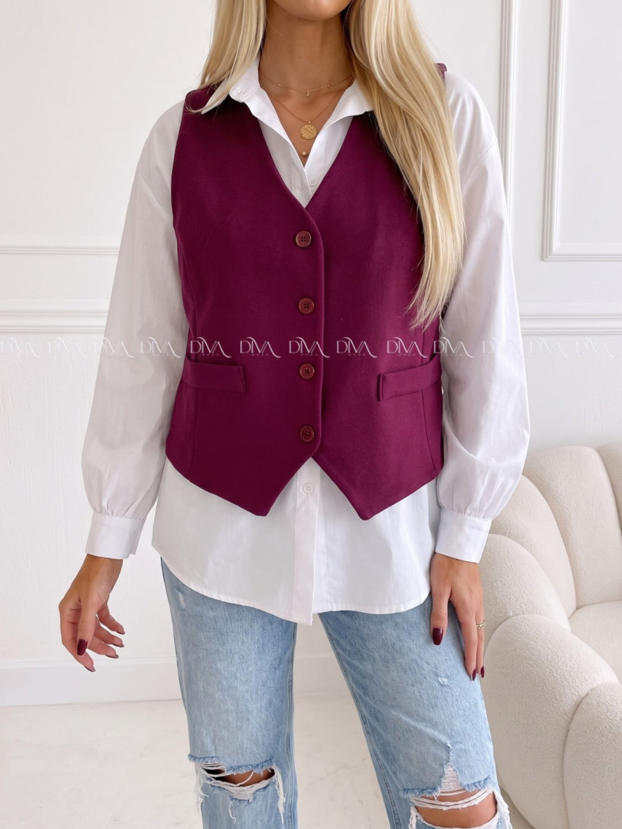 Vesta na gombíky burgundy PP 999