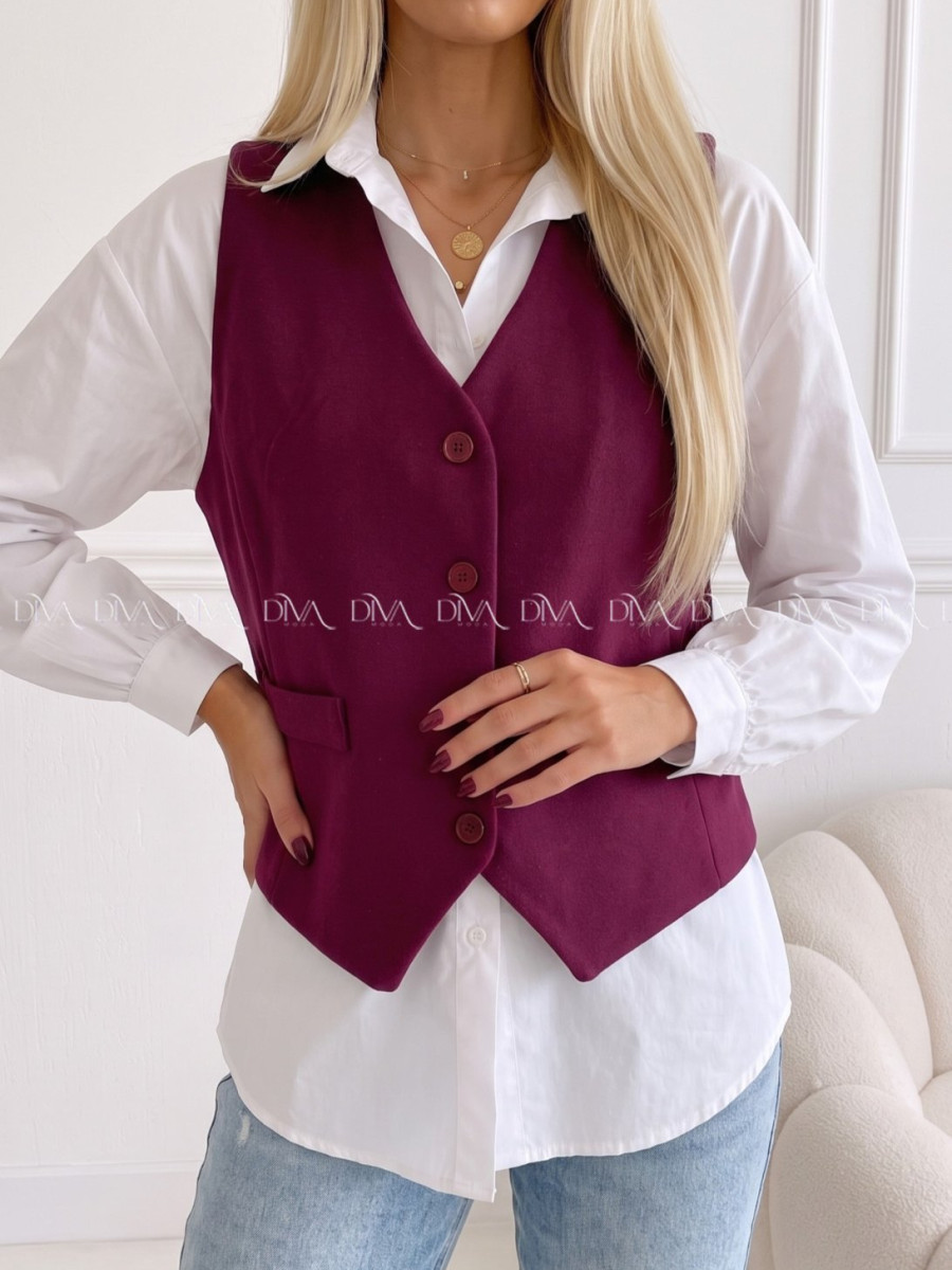 Vesta na gombíky burgundy PP 999