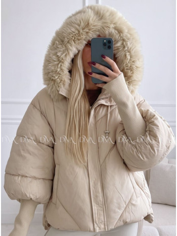 Zimná oversize bunda s puf rukávmi béžová AB 813 Zimná oversize bunda s puf rukávmi béžová AB 813