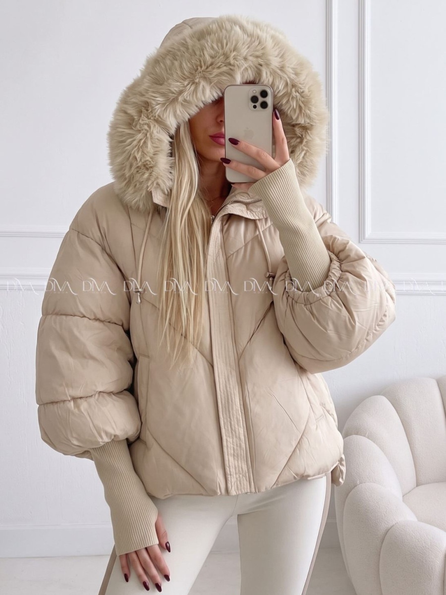 Zimná oversize bunda s puf rukávmi béžová AB 813 Zimná oversize bunda s puf rukávmi béžová AB 813