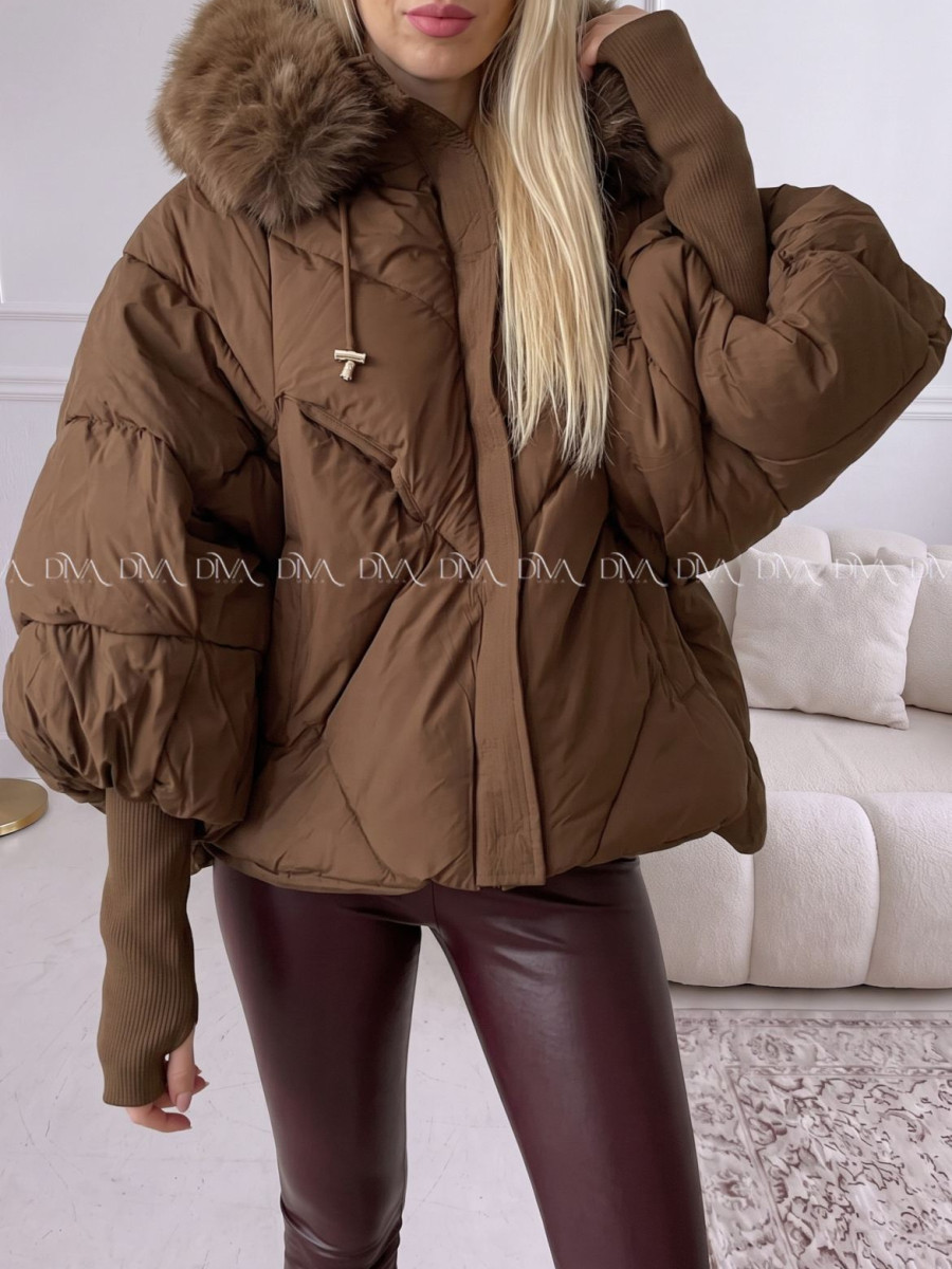 Zimná oversize bunda s puf rukávmi čokoládová AB 813 Zimná oversize bunda s puf rukávmi čokoládová AB 813