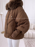 Zimná oversize bunda s puf rukávmi čokoládová AB 813 Zimná oversize bunda s puf rukávmi čokoládová AB 813