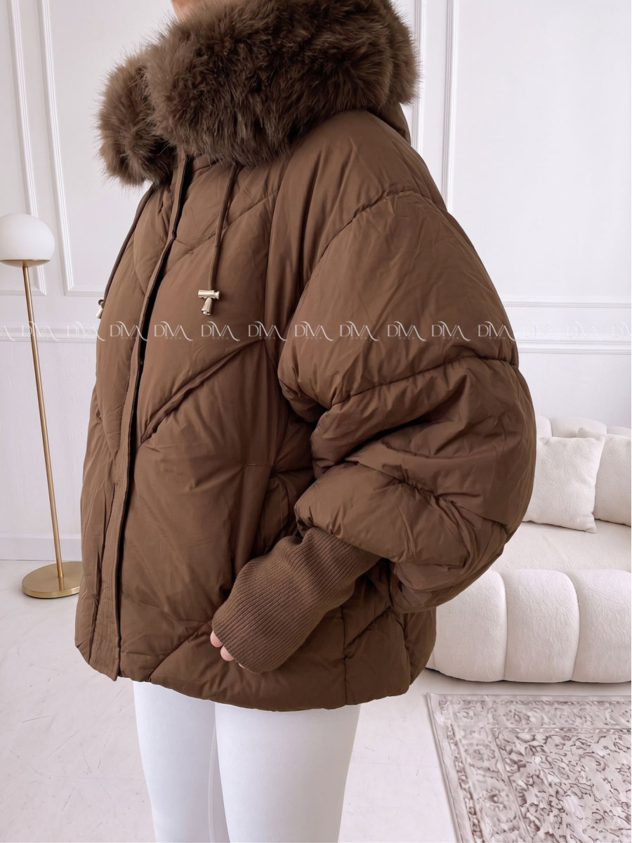 Zimná oversize bunda s puf rukávmi čokoládová AB 813 Zimná oversize bunda s puf rukávmi čokoládová AB 813