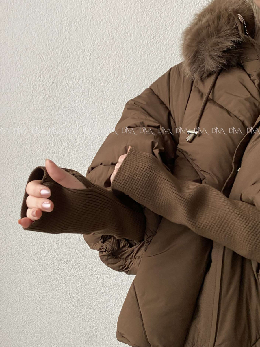 Zimná oversize bunda s puf rukávmi čokoládová AB 813 Zimná oversize bunda s puf rukávmi čokoládová AB 813