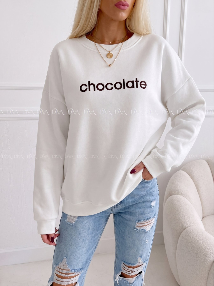 Oversize mikina chocolate biela AA 195 Oversize mikina chocolate biela AA 195